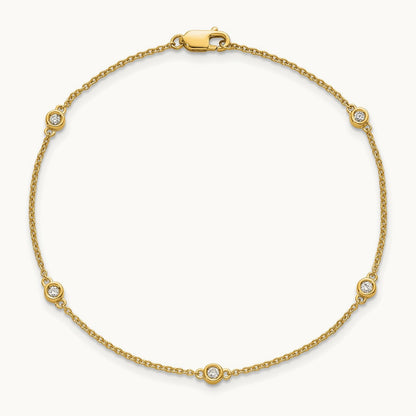 Diamond Station Cable Bracelet — 14K Yellow Gold