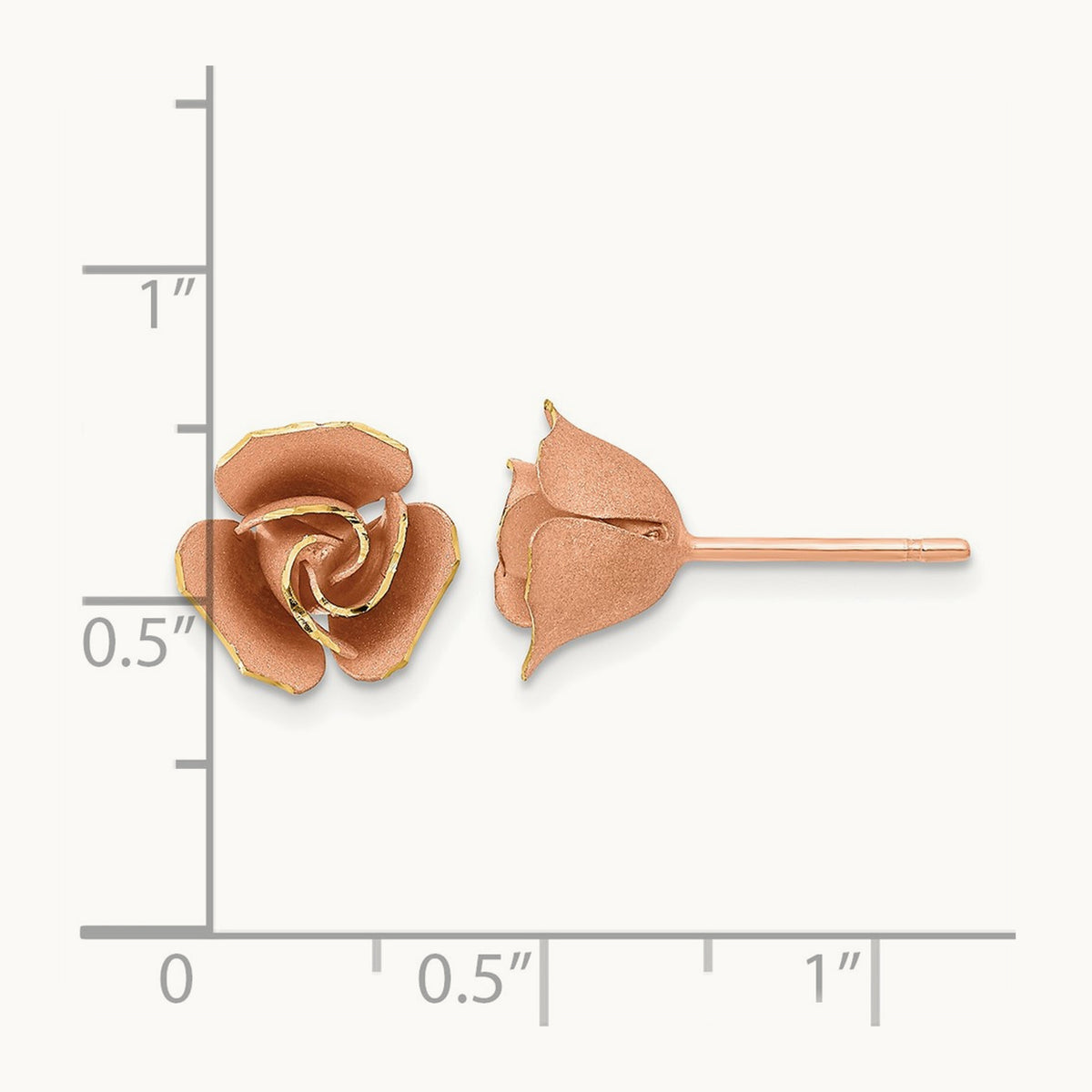 Satin Finish Diamond-cut Post Earrings — 14K Two-Tone Gold, 9.2mm