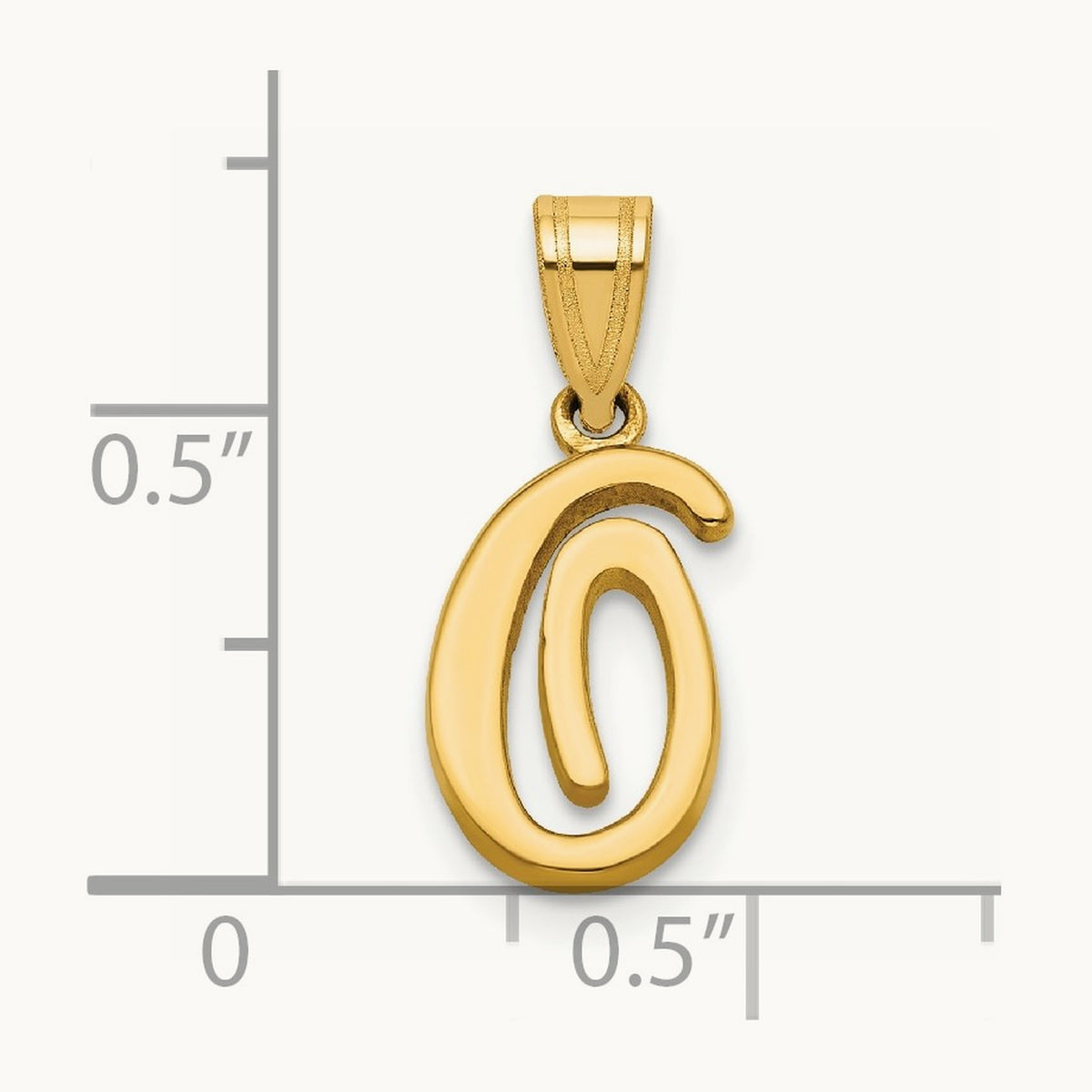 Script Letter O Initial Pendant, 14K Yellow Gold