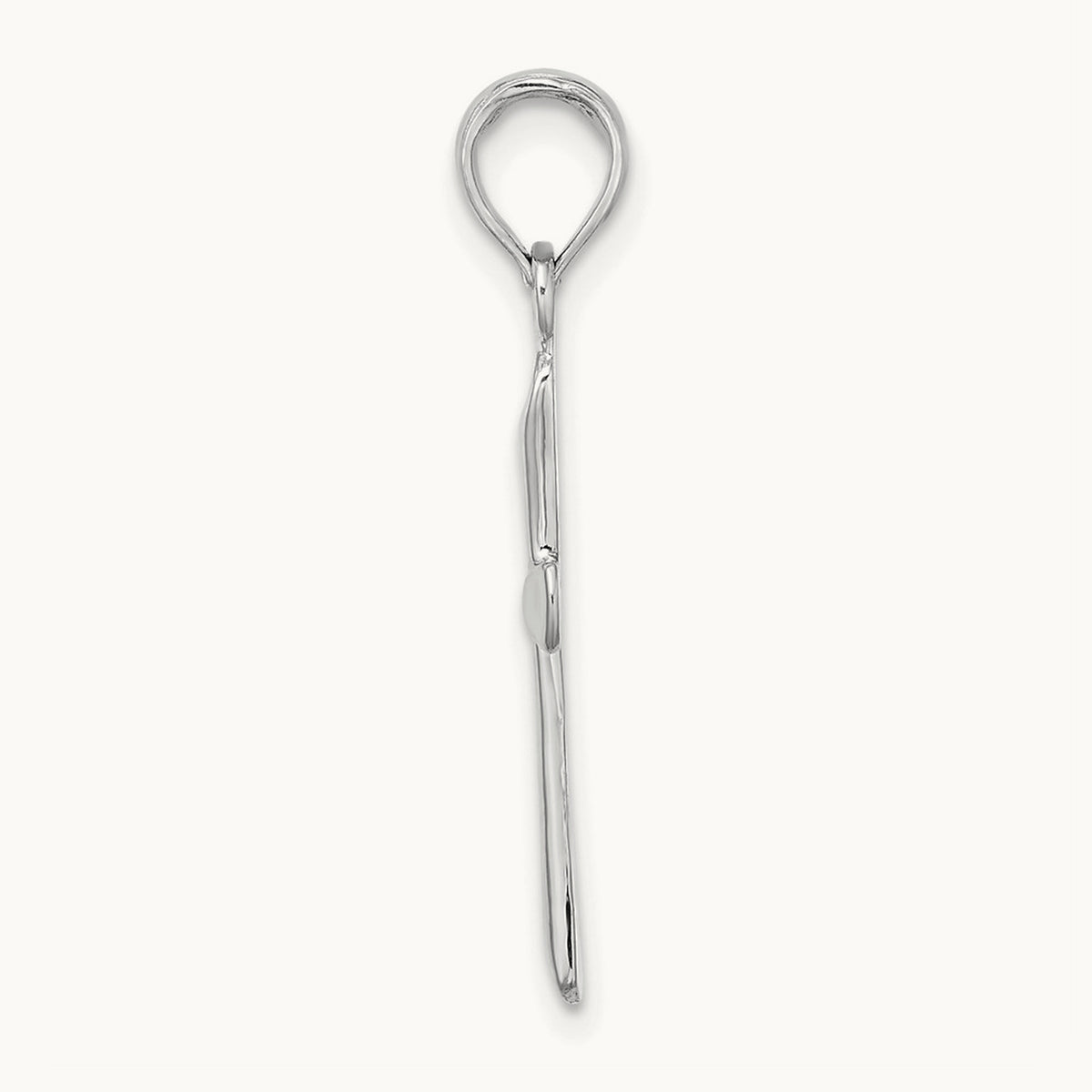 Polished Beveled Tip Cross Charm, 14K White Gold