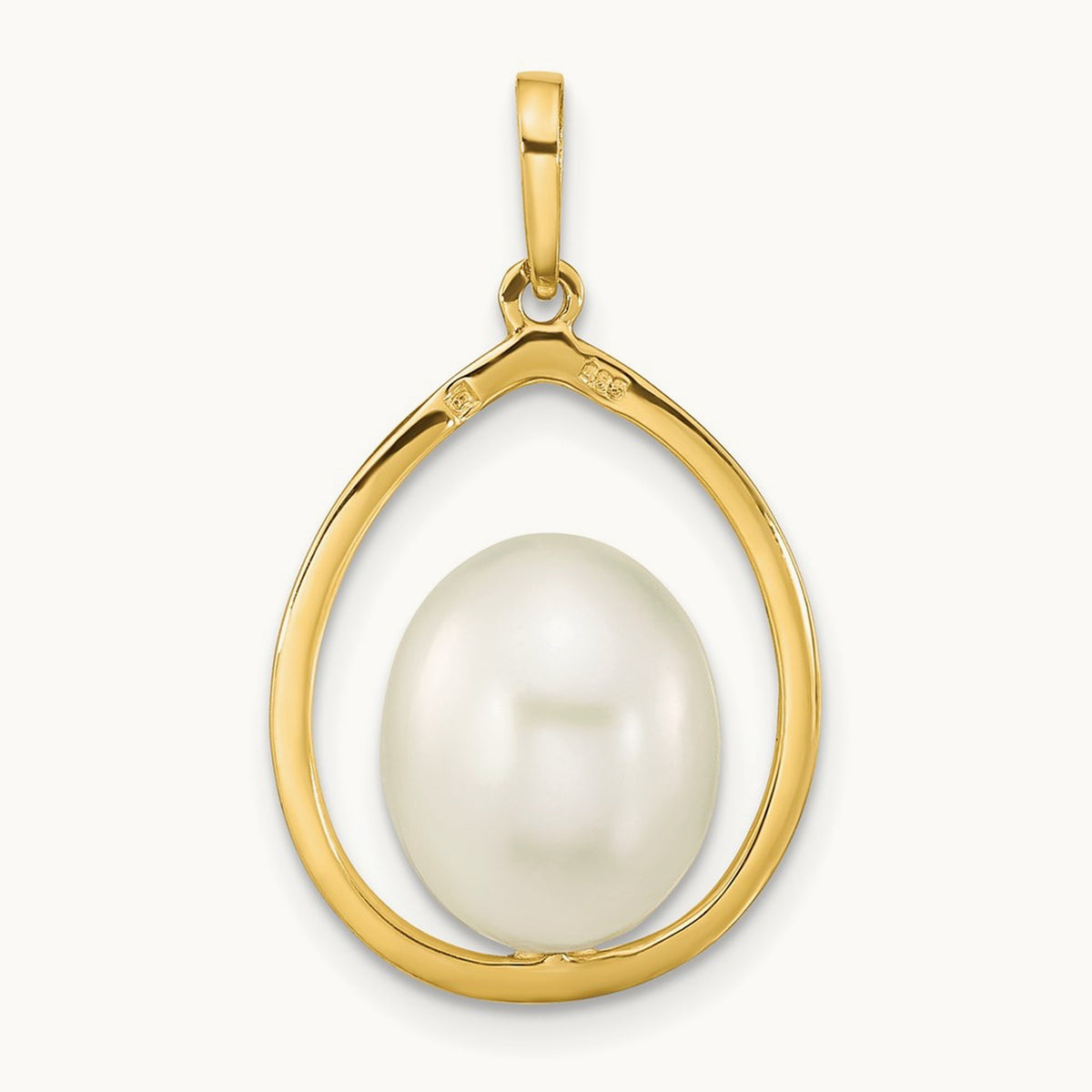 9- White Rice Freshwater Cultured Pearl Pendant, 14K