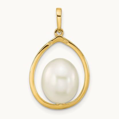 9- White Rice Freshwater Cultured Pearl Pendant, 14K
