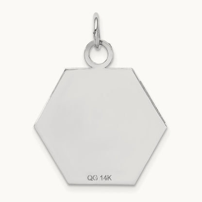 Red Enamel Medical Jewelry Pendant, 14K White Gold