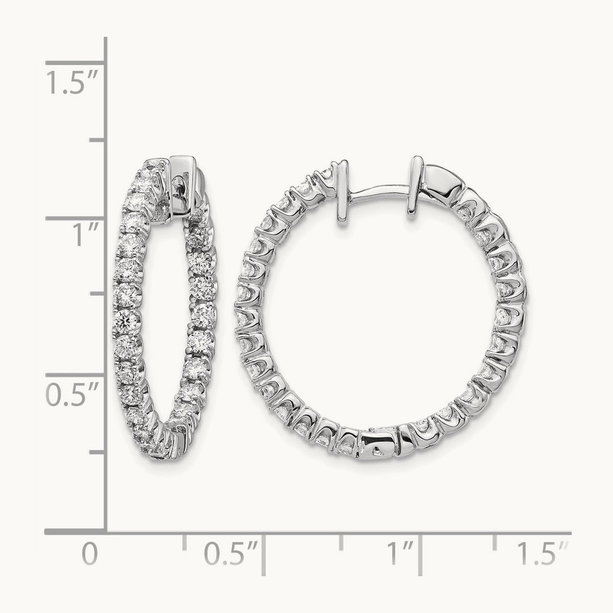A Diamond Hinged Hoop Earrings, 14K White Gold