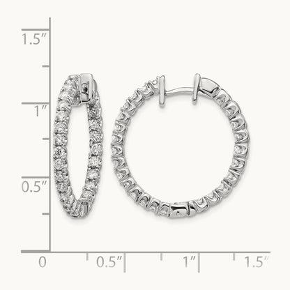 A Diamond Hinged Hoop Earrings, 14K White Gold