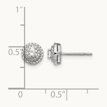Diamond Cluster Post Earrings, 14K White Gold
