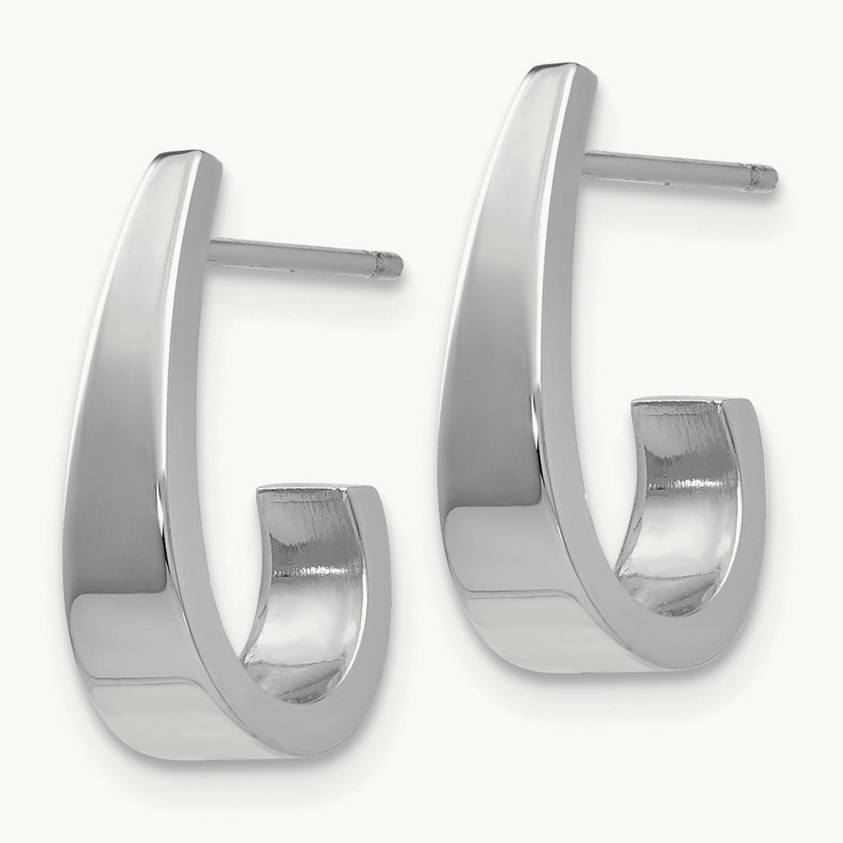 Polished J-Hoop Post Earrings — photo set