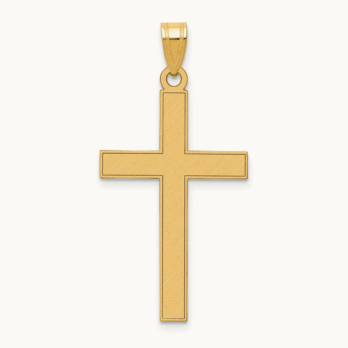 Florentine Satin Cross Pendant — 14K Yellow Gold, 36mm