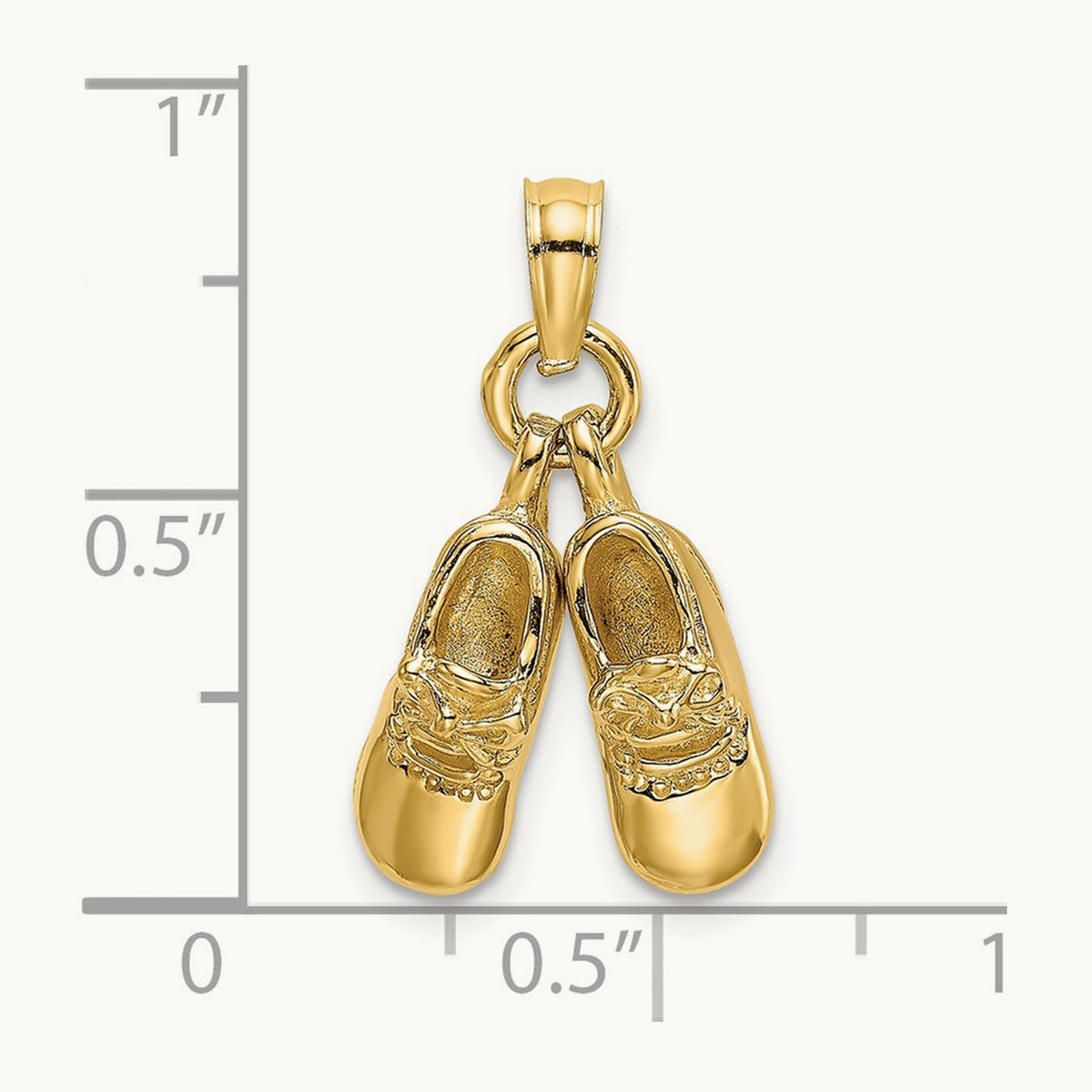 3-D Moveable Baby Booties Charm, 14K