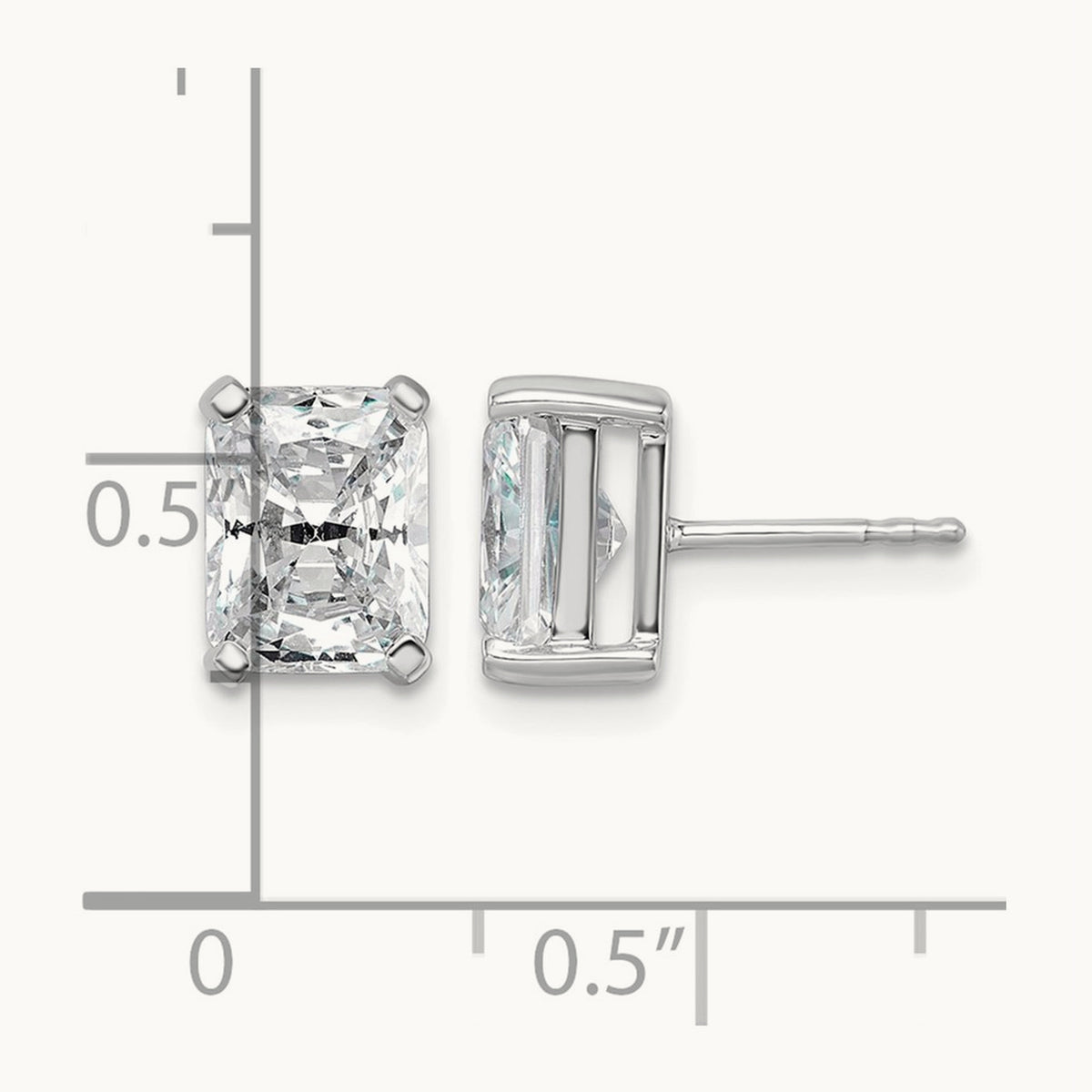 Radiant Four-Prong Stud Earrings, 0.50-6.00 ct tw Lab-Grown Diamond — 4 ct, 14K White Gold