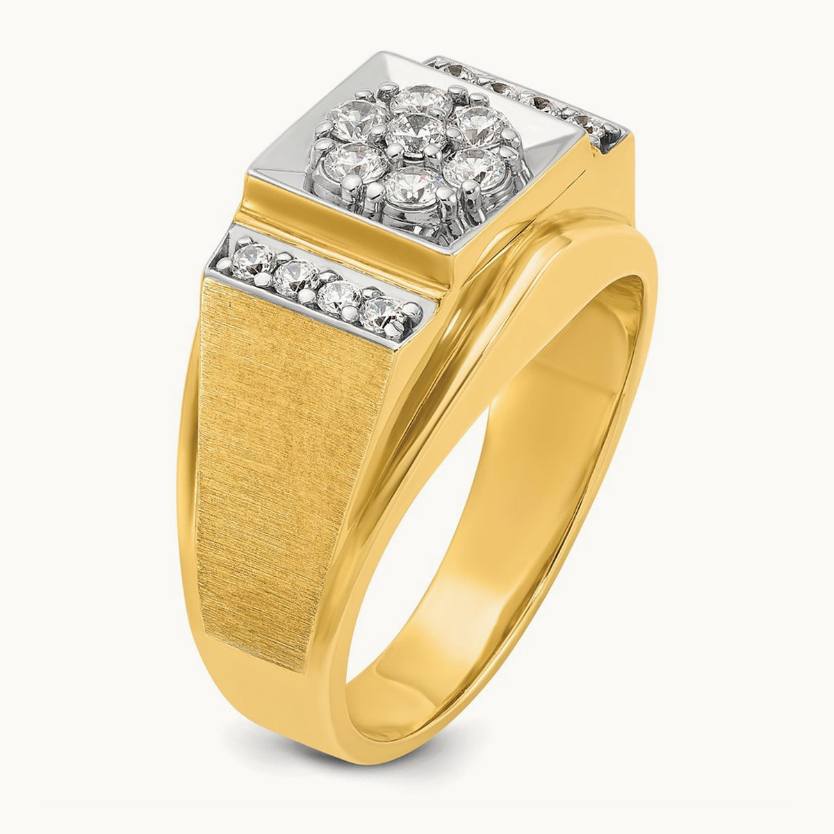 IBGoodman Men's Polished and Satin Diamond Cluster Ring, 14K Two-tone
