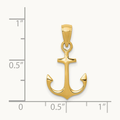 Anchor Pendant — 14K Yellow Gold