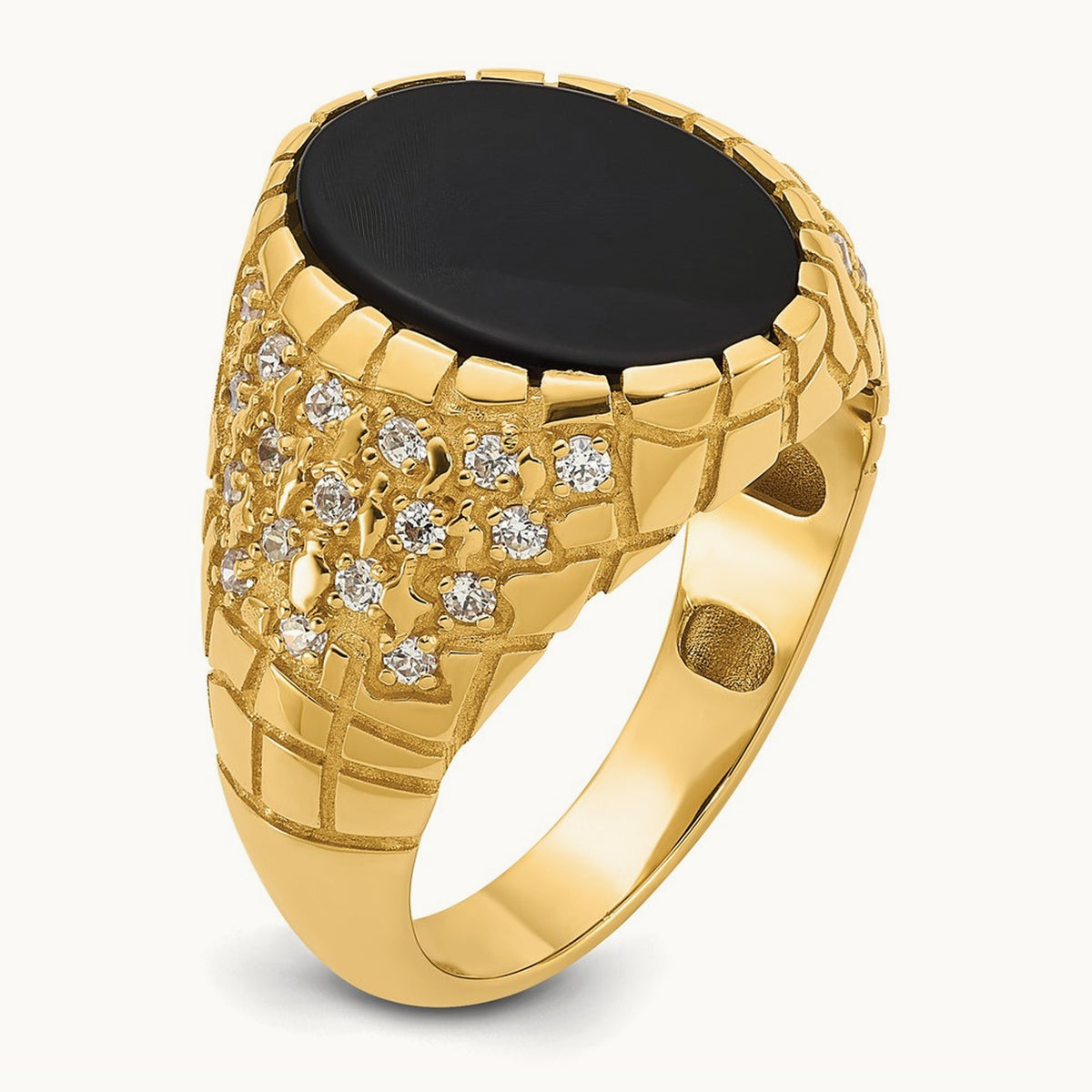 IBGoodman Men's Onyx and Diamond Nugget Complete Ring, 14K
