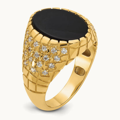 IBGoodman Men's Onyx and Diamond Nugget Complete Ring, 14K