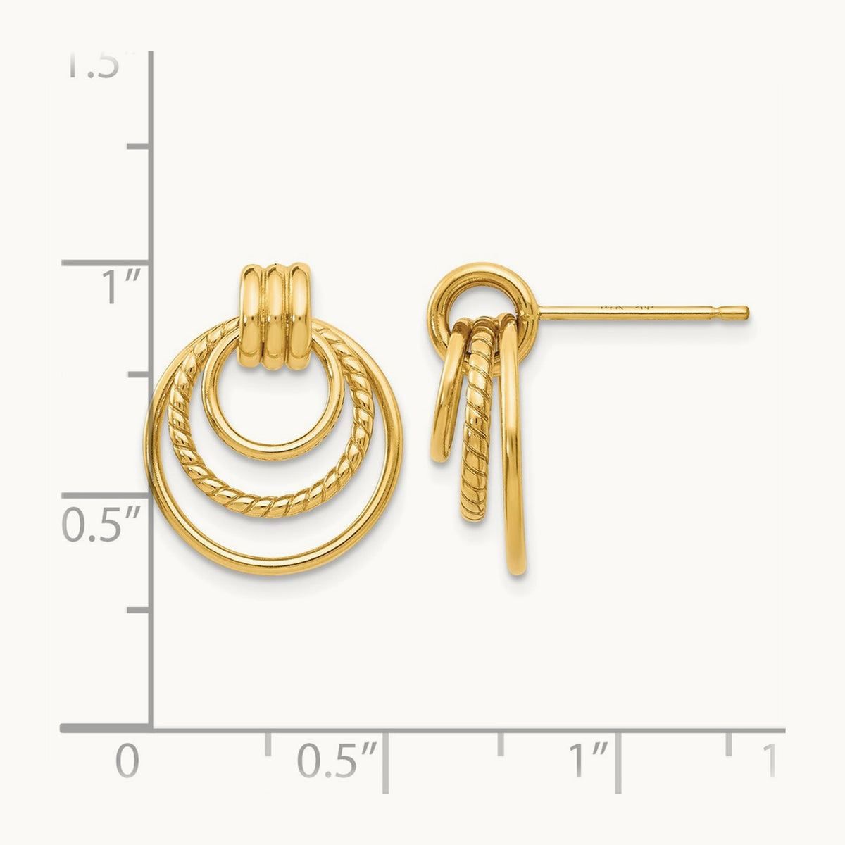 Polished and Textured Fancy Post Earrings, 14K
