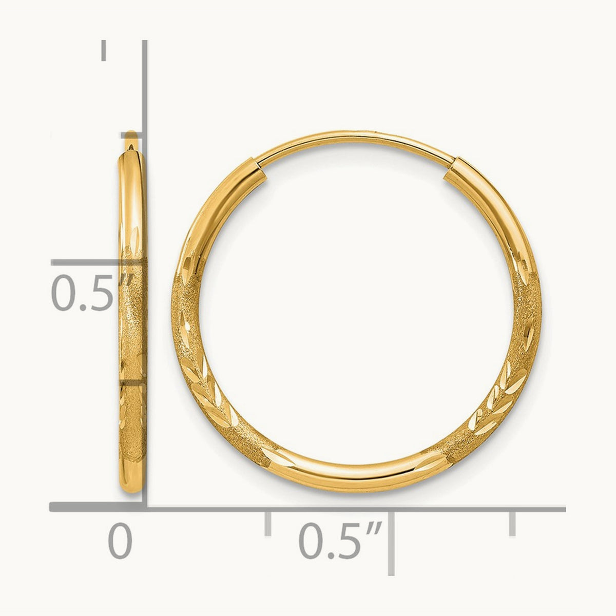 Satin Diamond-cut Endless Hoop Earrings — 18mm, 1.5mm