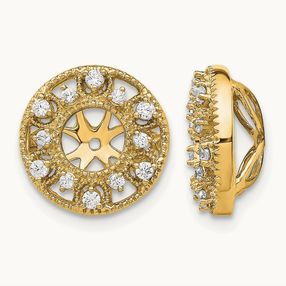 Fancy Diamond Earring Jackets — 14K Yellow Gold, 13mm