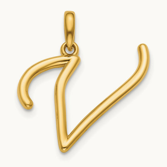 Fancy Letter V, 14K Yellow Gold
