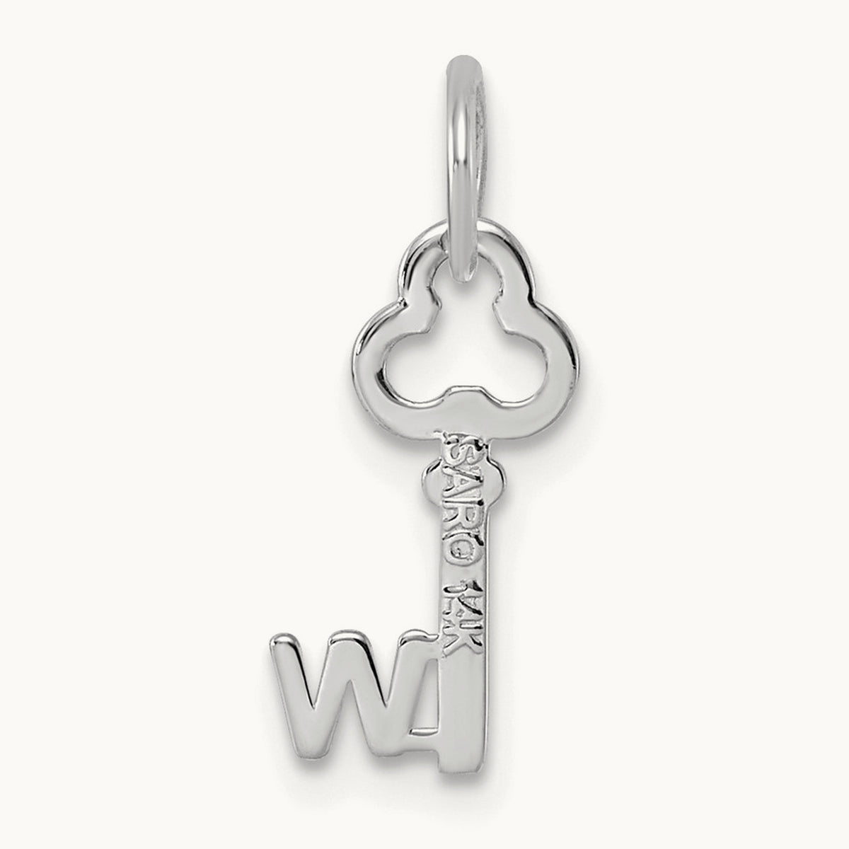 Key Initial Charm — 14K White Gold, W