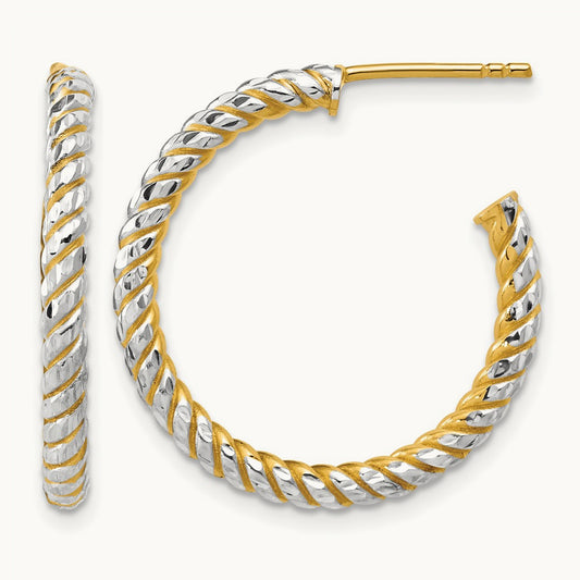 w/ Polished and Diamond-cut J-Hoop Earrings — Leslie's — 25mm