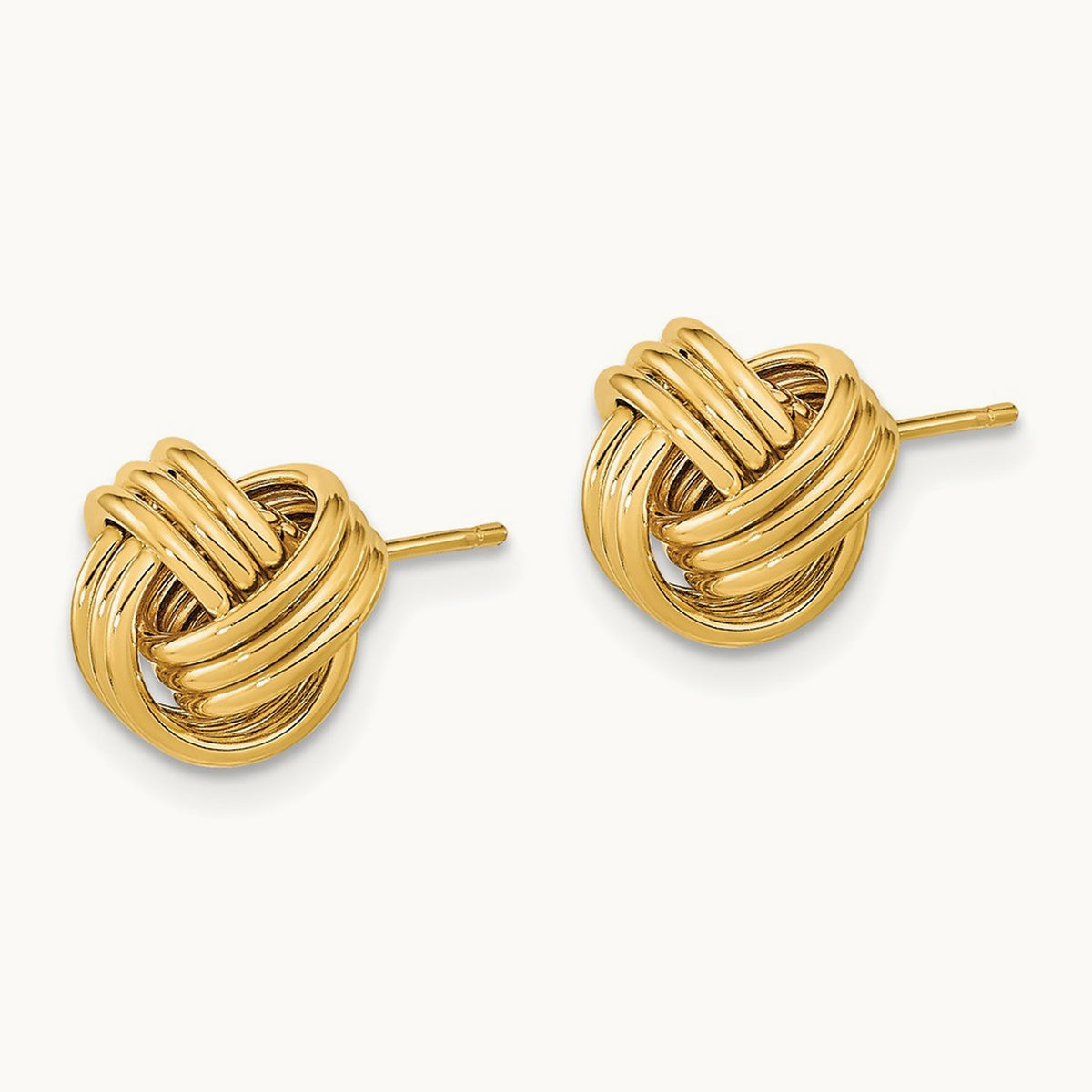 Polished Triple Love Knot Post Earrings — 14K Yellow Gold