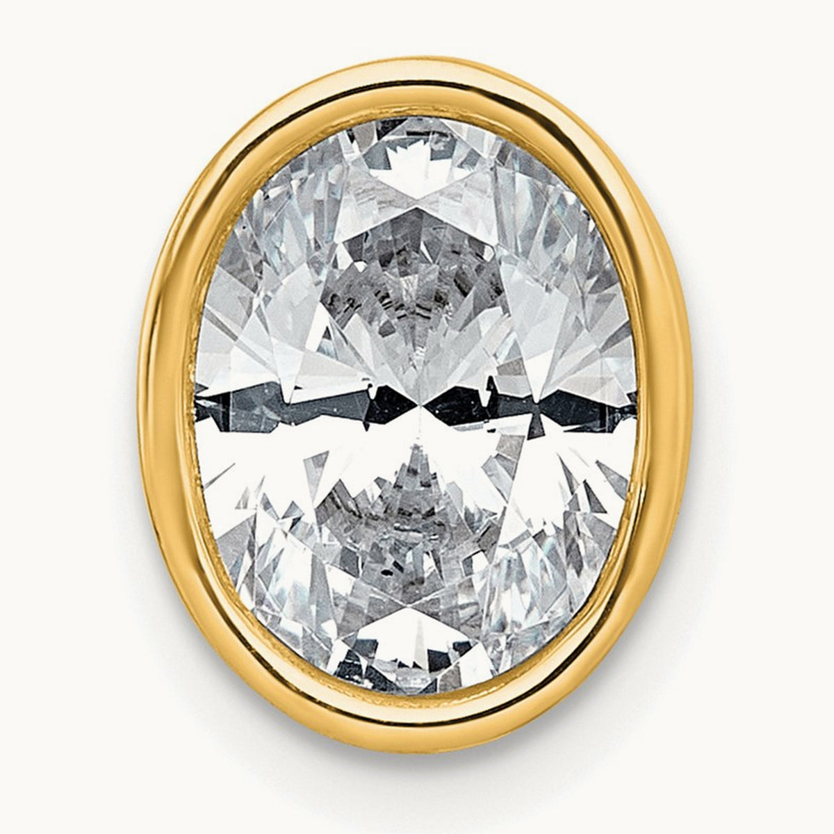Oval Bezel Set Chain Slide Pendant, 0.25-3.00 ct tw Lab-Grown Diamond — 3 ct, 14K Yellow Gold