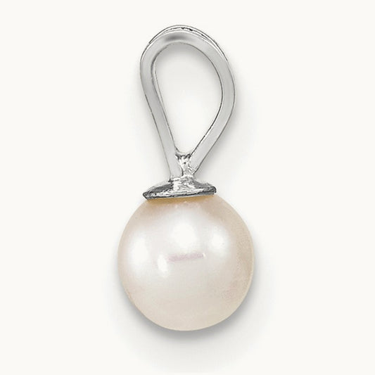 WG 4- Round White Freshwater Cultured Pearl Pendant, 5mm, 14K
