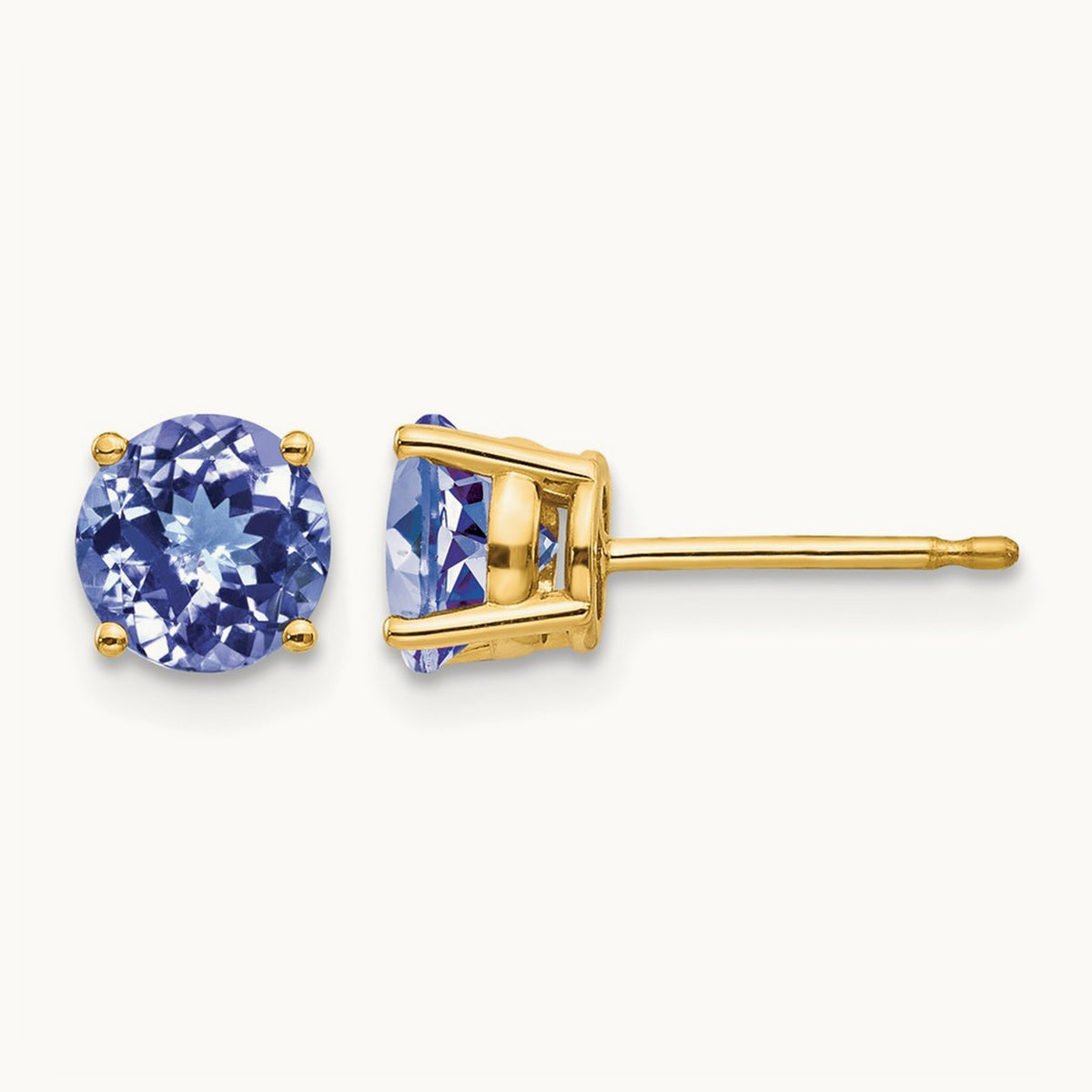 Tanzanite Post Earrings, 14K