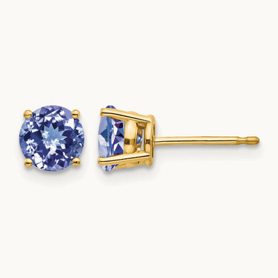 Tanzanite Post Earrings, 14K