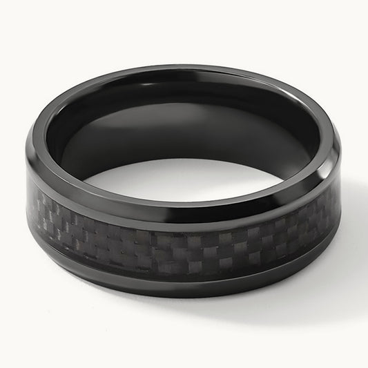 Black Zirconium Polished w/Black Carbon Fiber Inlay Band, 8mm