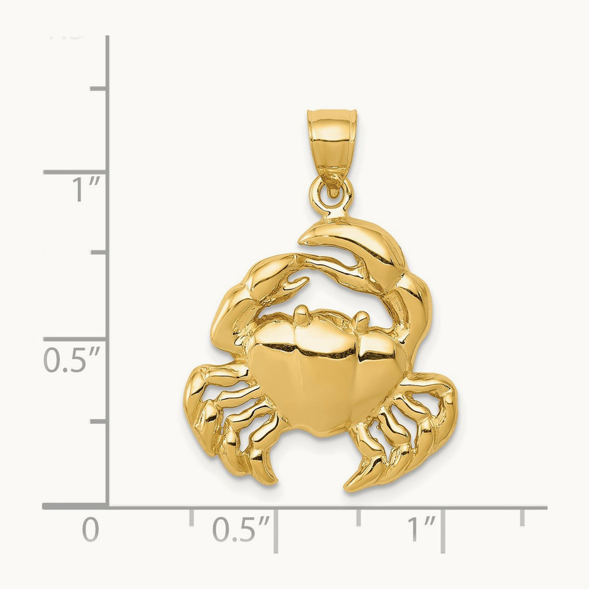 Polished Crab Pendant, 14K