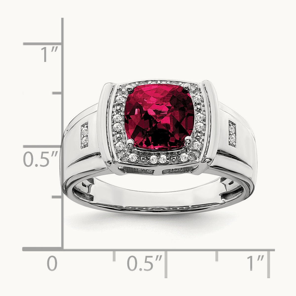 Cushion Created Ruby and Diamond Mens Ring — photo set