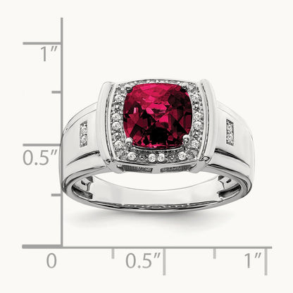 Cushion Created Ruby and Diamond Mens Ring — photo set