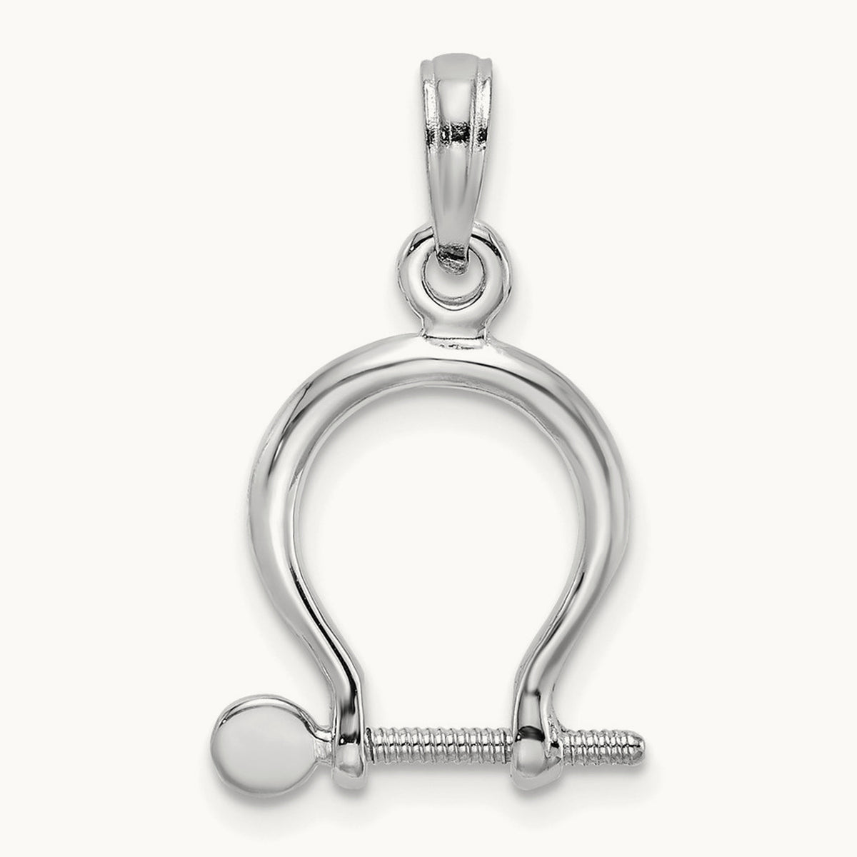 3-D Small Shackle Link Screw Charm — 14K White Gold