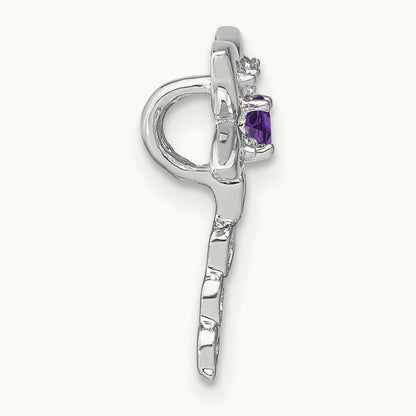 Amethyst and Diamond Dragonfly Chain Slide, 14K White Gold