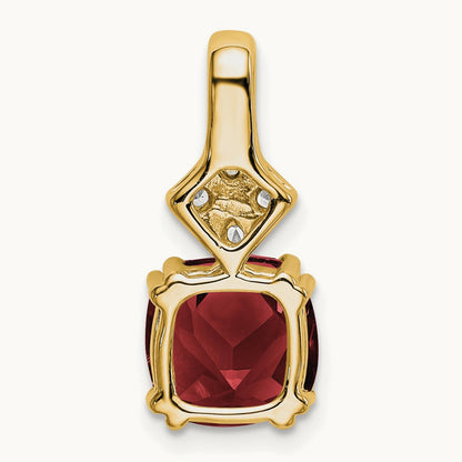 Created Ruby Pendant, 0.20 ct tw Lab-Grown Diamond — 14K Yellow Gold