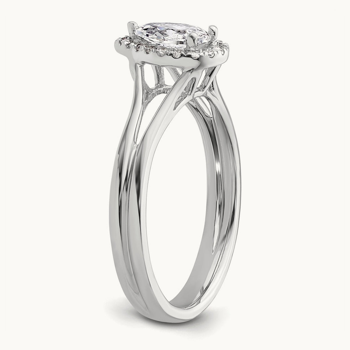 Pear Halo Semi-Mount Split Shank Engagement Ring, 0.07-0.20 ct tw — 1/10 ct, 14K White Gold