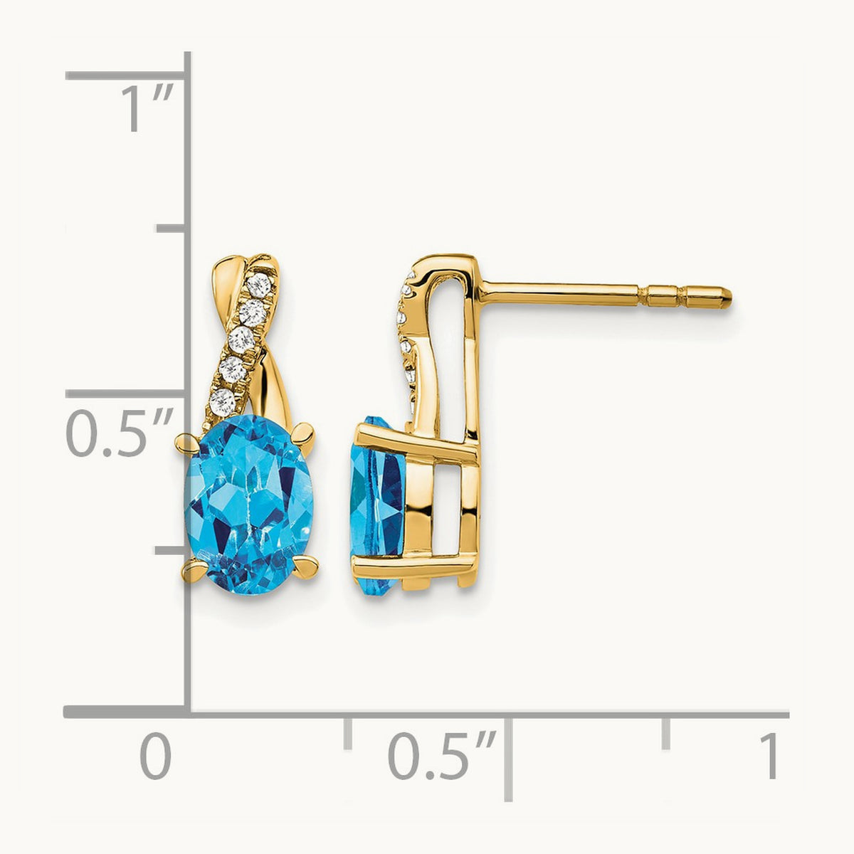 Blue Topaz and Diamond Earrings — 14K Yellow Gold