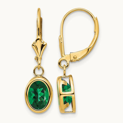 Mount St. Helens Oval Leverback Earrings, 14K