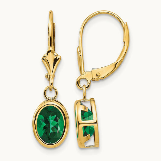 Mount St. Helens Oval Leverback Earrings, 14K