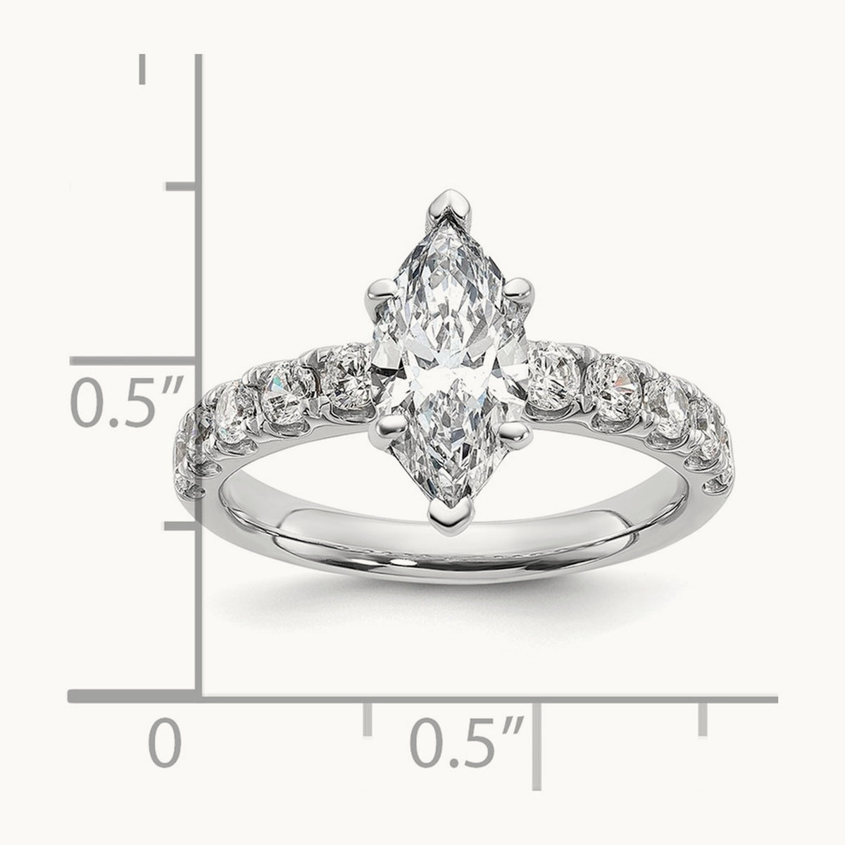Marquise Engagement Ring — 14K White Gold, 2 1/5 ct, 7