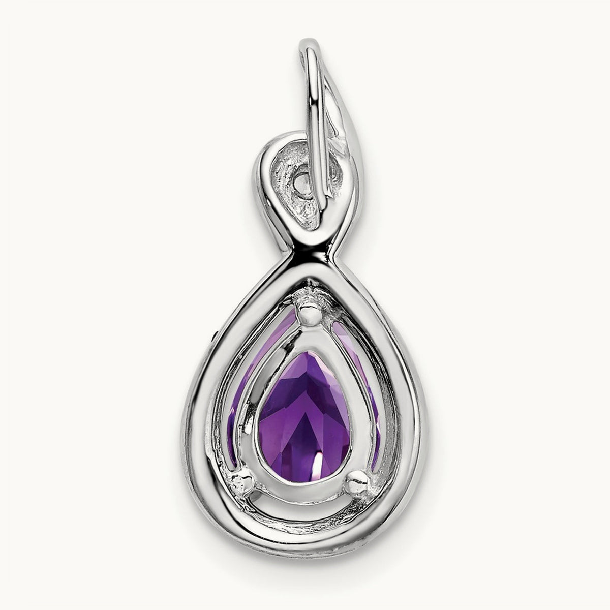 Pear Amethyst and Diamond Pendant — 14K White Gold