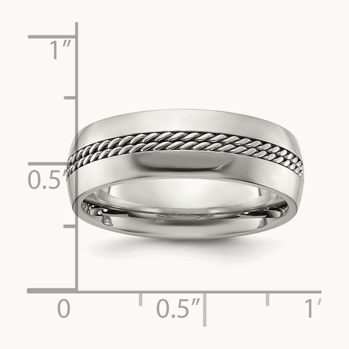 Polished with Curb Chain Inlay Band, 7mm, Titanium