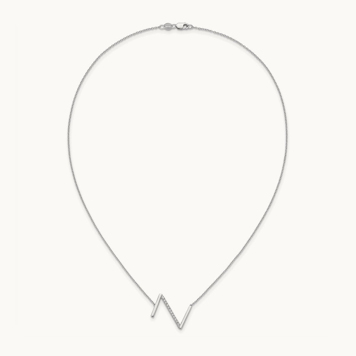 Sideways Diamond Necklace — 14K White Gold, Z