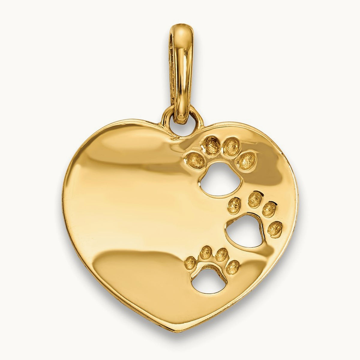 Childrens Heart with Pawprints Pendant, 14K