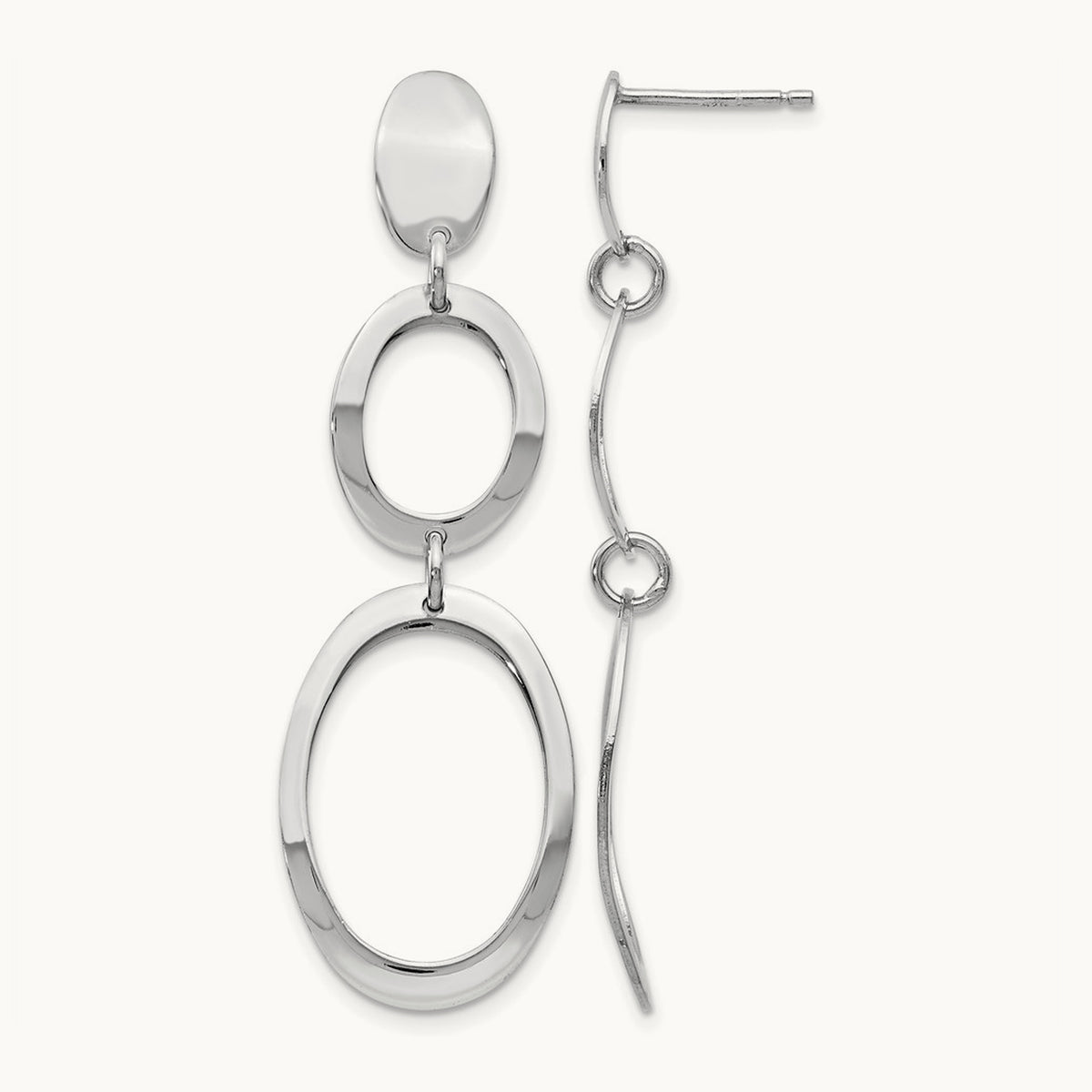 Rhodium-plated Polished Post Dangle Earrings, Sterling Silver — Leslie's