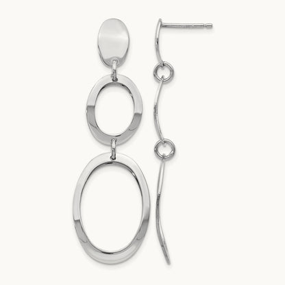 Rhodium-plated Polished Post Dangle Earrings, Sterling Silver — Leslie's