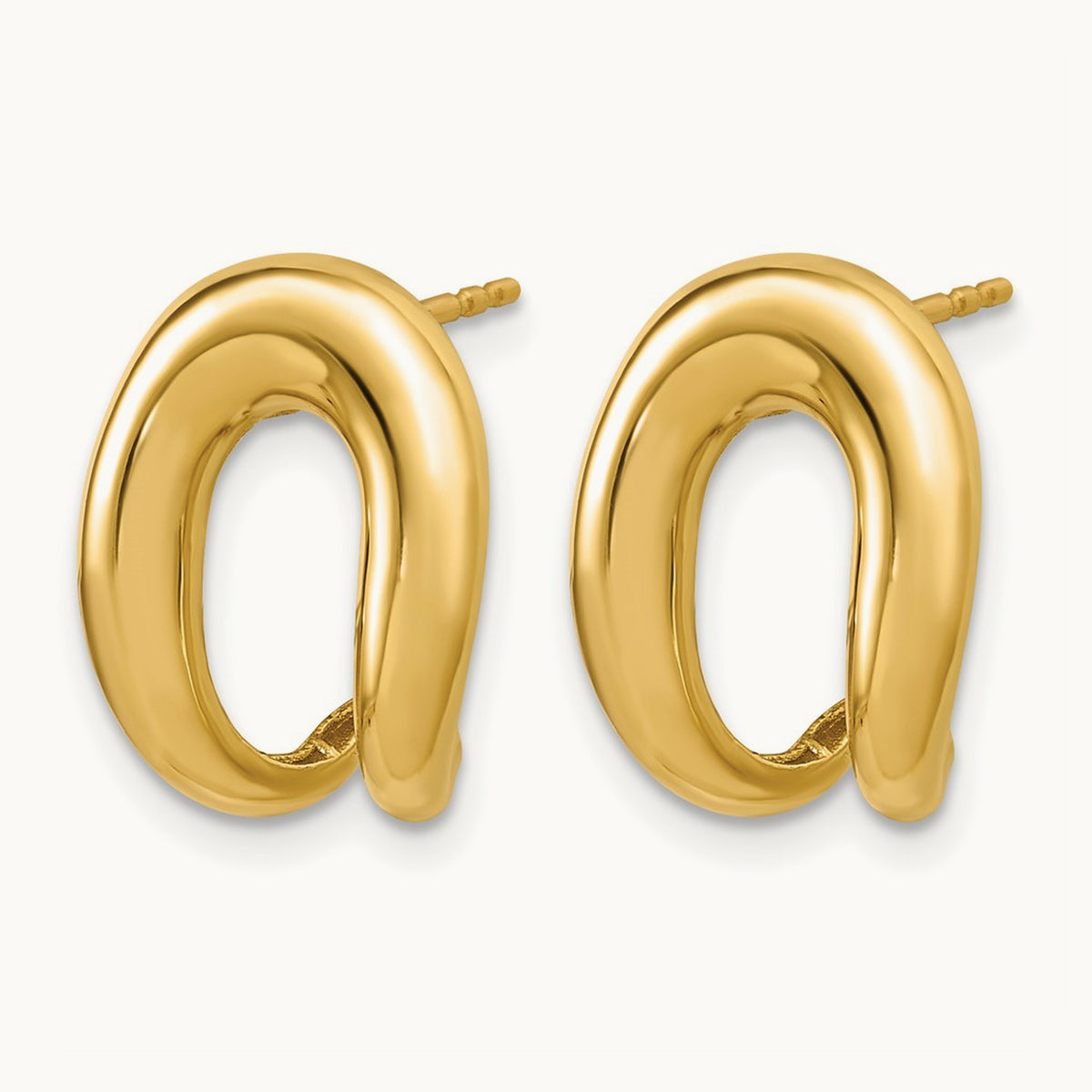 Polished Fancy J-Hoop Post Earrings, 14K — Leslie's