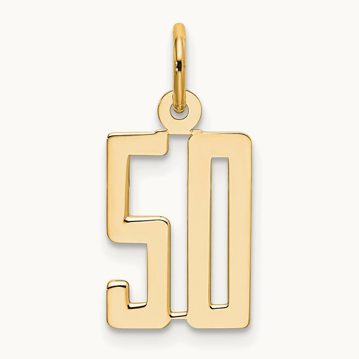 Small Elongated Number 50 Charm, 14K