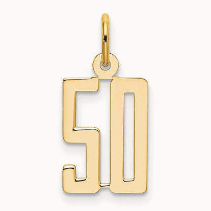 Small Elongated Number 50 Charm, 14K